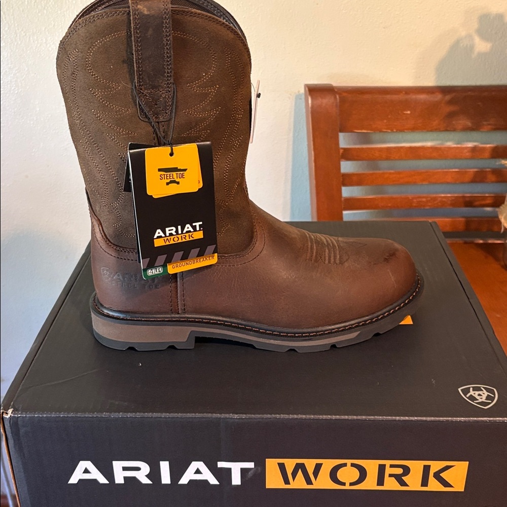 Ariat Dark Brown Steel Toe Work Boots 9 Mens